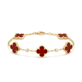 GAIA bracciale oro con quadrifogli rossi Fortuna