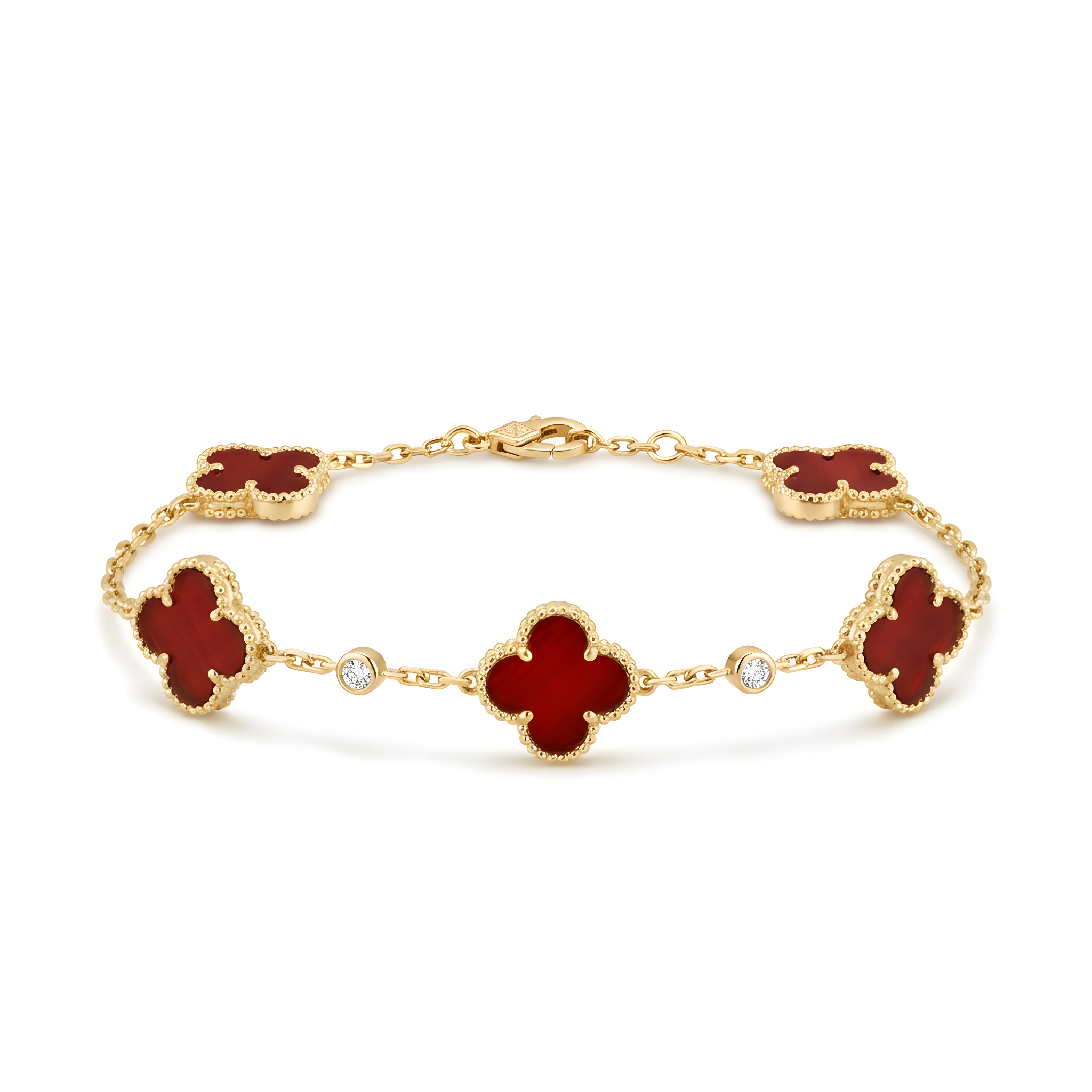 GAIA bracciale oro con quadrifogli rossi Fortuna