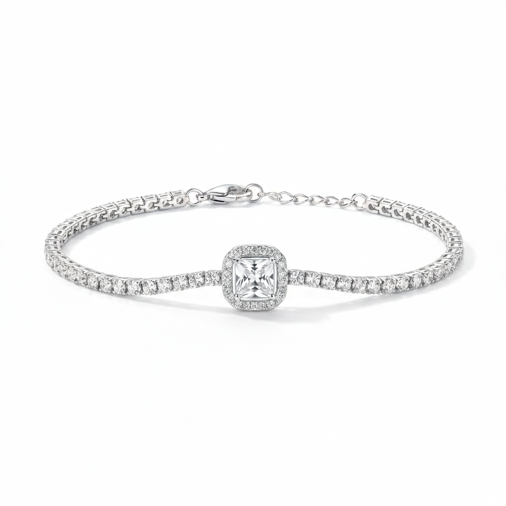 GAIA bracciale tennis argento con pietra centrale Icona