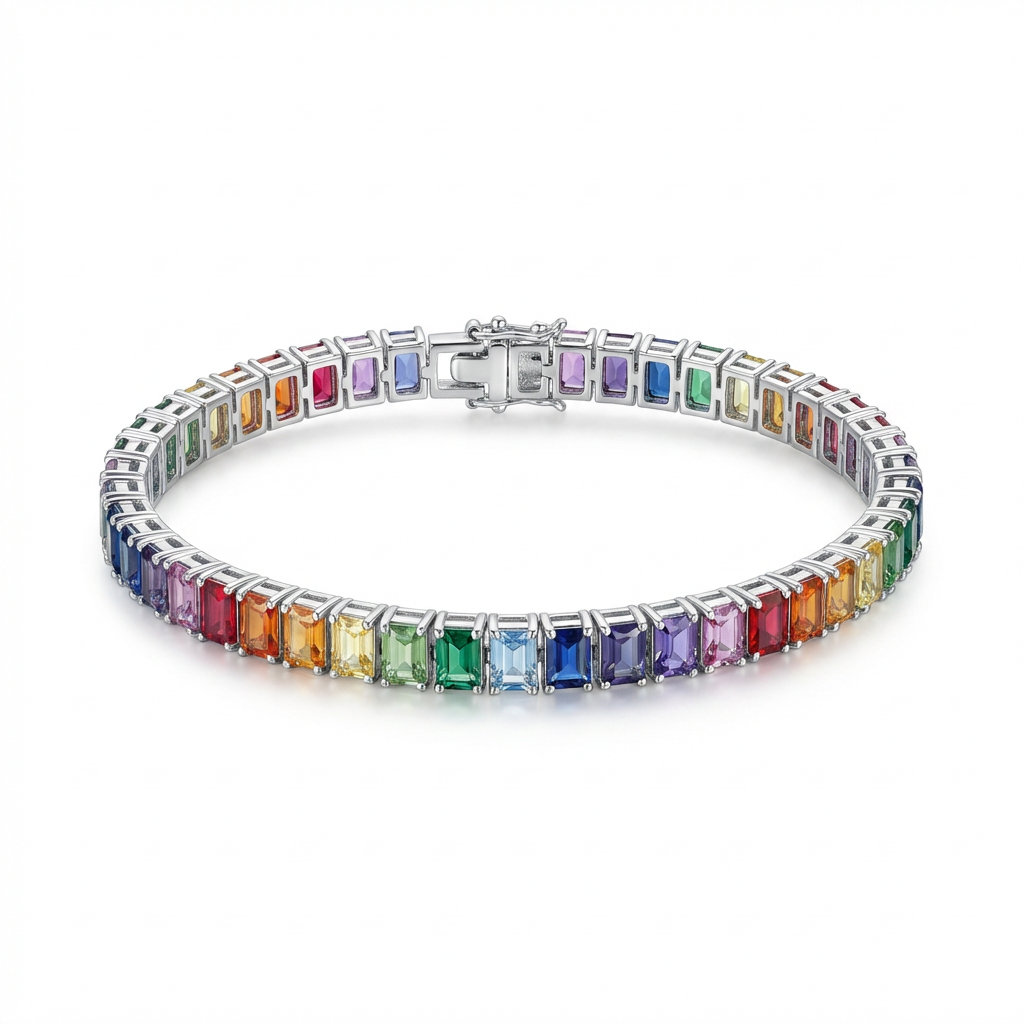 GAIA bracciale tennis oro pietre multicolore Arcobaleno