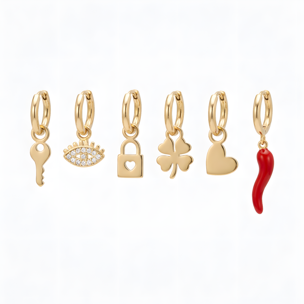 Orecchini dorato con charm (6pz)
