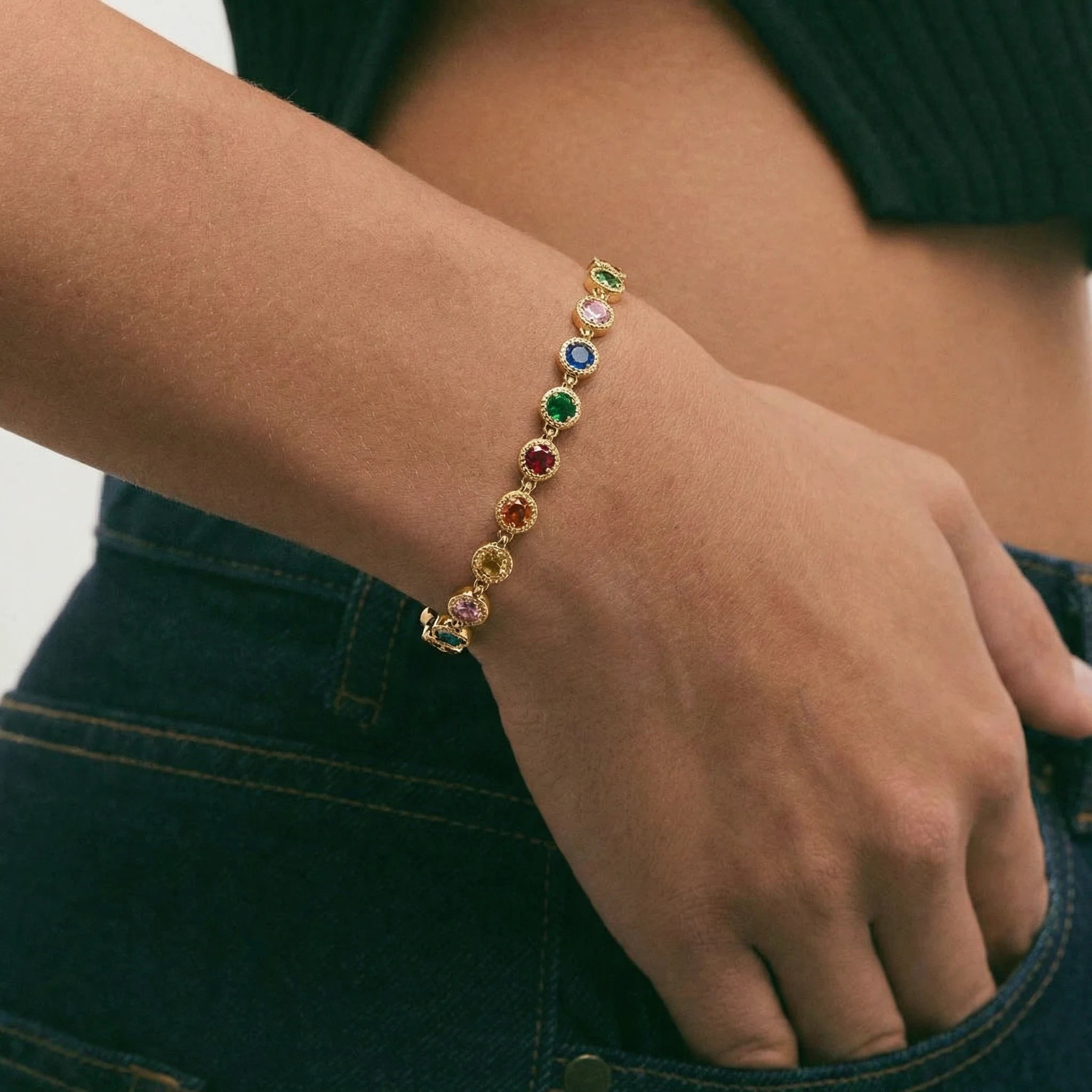 Bracciale dorato con pietre Primavera