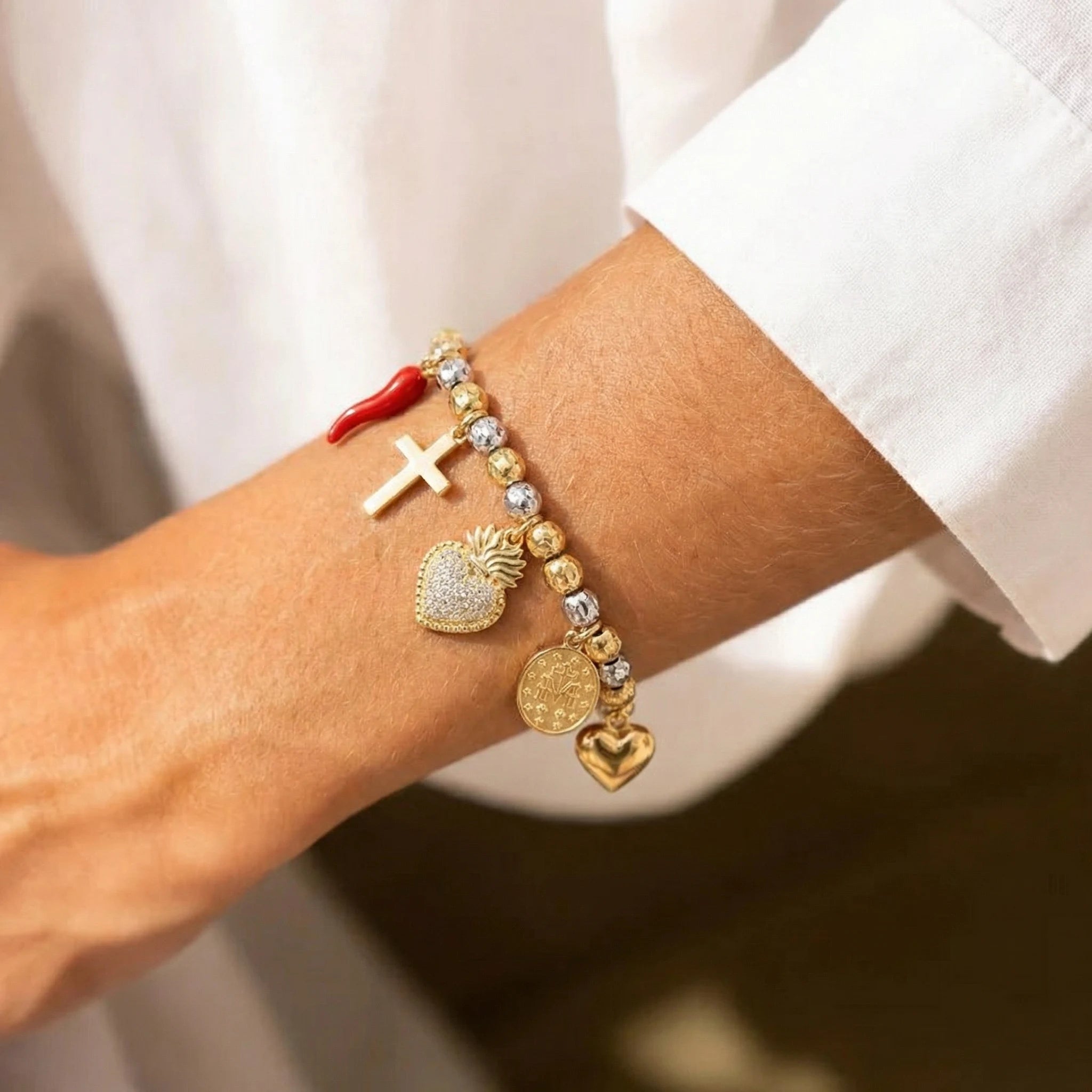 Bracciale oro argento con charm Protezione