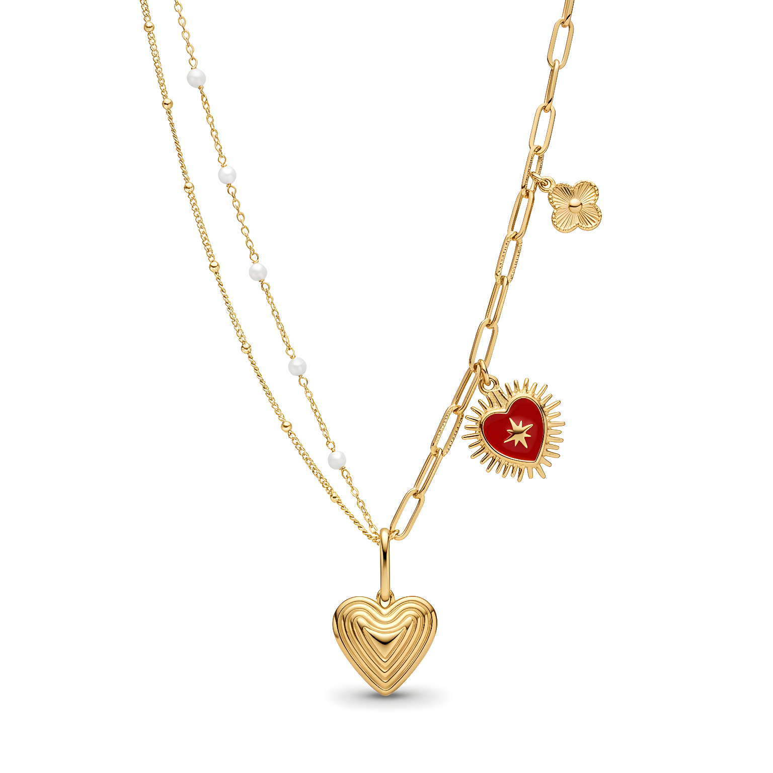 GAIA collana oro doppia catena con charm Eterno