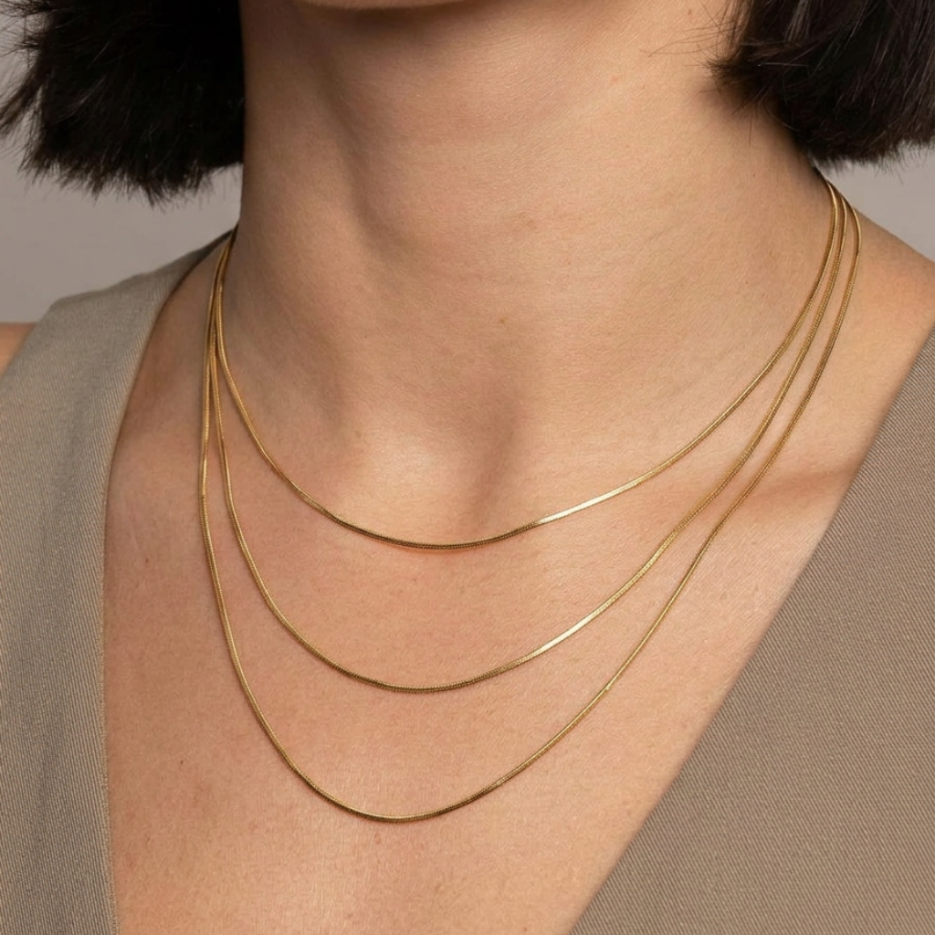 Collana tripla snake ottagonale